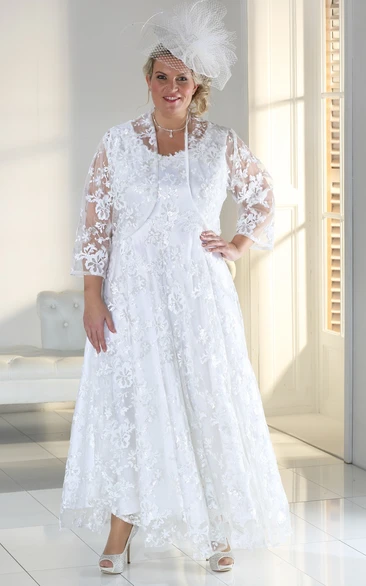 Sleeved Wedding Dress For Plus Size Ladies | Full Figured Wedding ...