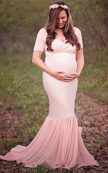Fitted Maternity Skirt Sleeved Fitted Maternity Shower Bridal Dress