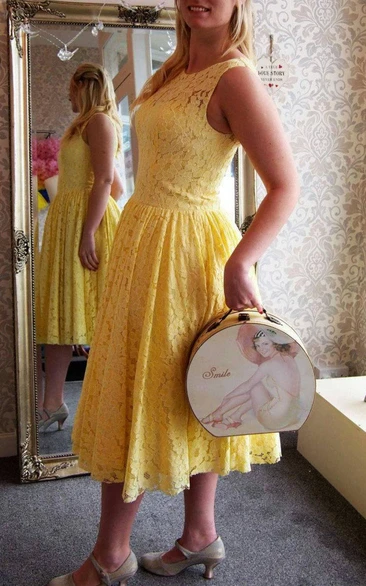 Nellie 1940S 50S Lace Tea Bridesmaid Dress