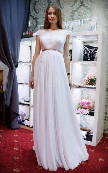 Empire Straps Empire Chiffon Lace Wedding Dress