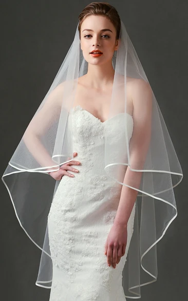 Simple Ethereal Two Layered Tulle Wedding Veil