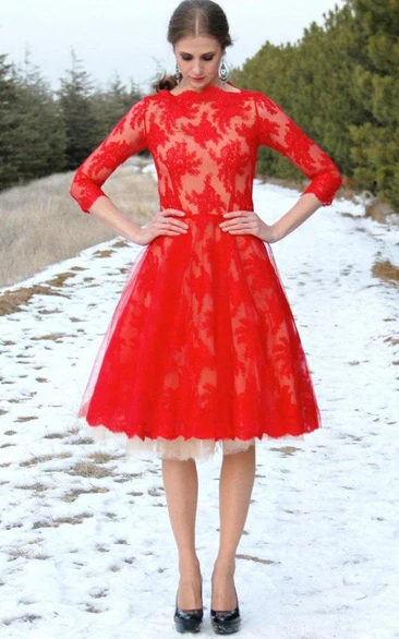 Red Lace With Tulle Underskirt Dress