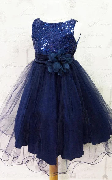 Aqua Flower Girl Special Occasion Pleated Tulle Dress with Flower Belt