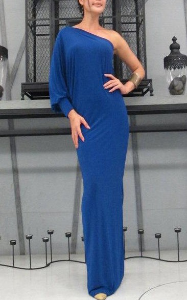 Cobalt Blue One Shoulder Long Dress