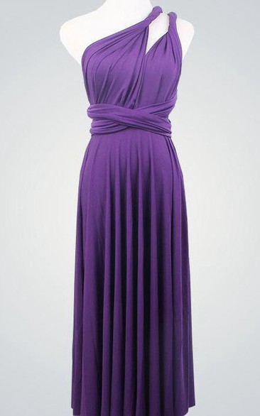 Dark Purple Bridesmaid Multiway Infinity Party Convertible Wrap Purple Knee Length Dress