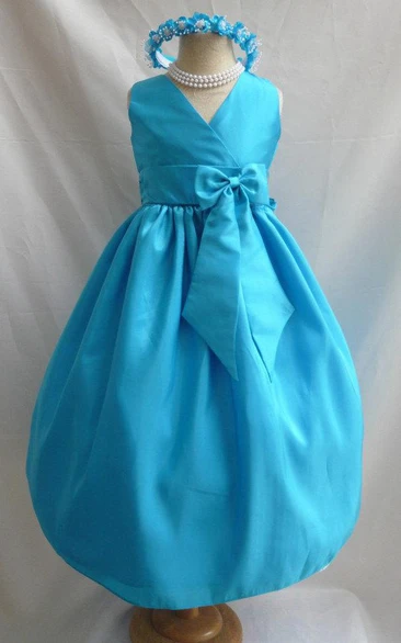 Sleeveless Flower Girl Turquoise Junior Bridesmaid Dress