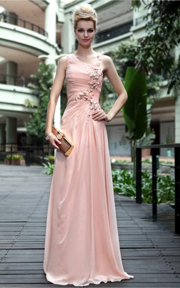 Pink Sexy Sheath Floor-length Spaghetti Straps Dress