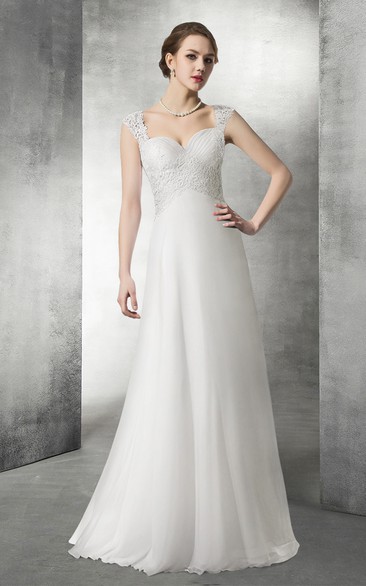 Empire Sweetheart Lace And Chiffon Wedding Gown