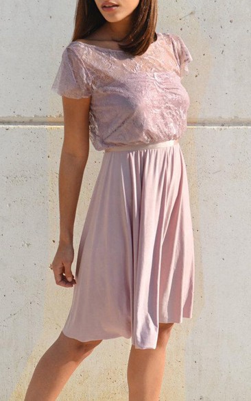 Knee-length Chiffon&Lace Dress
