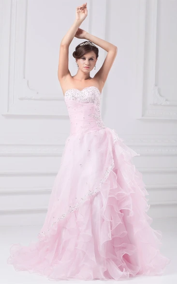 Sweetheart A-Line Ruffled Dress with Stress and Tiers