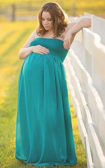 Chiffon Maternity Dress With Split Front&Split