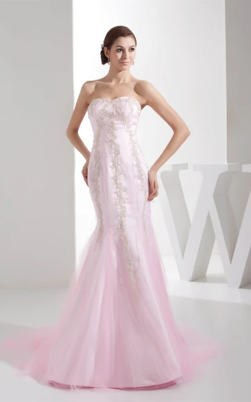 Sweetheart Column Dress with Appliques and Crystal Detailing