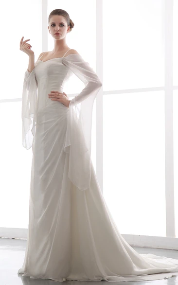 Exquisite Dramatic Strapless Gown With Front Gathering Chiffon