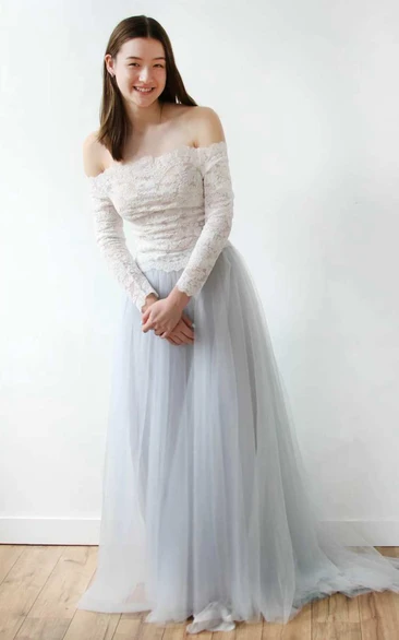 Off-The-Shoulder Long Sleeve Wedding Dress