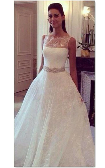 Hot Style Lace Elegant Princess Wedding Dress With Zipper Back