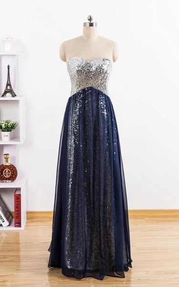 Sweetheart A-line Chiffon Dress With Sequins