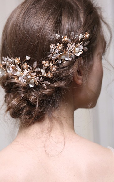 Elegant Vintage Floral Hair Combs with Pearls 