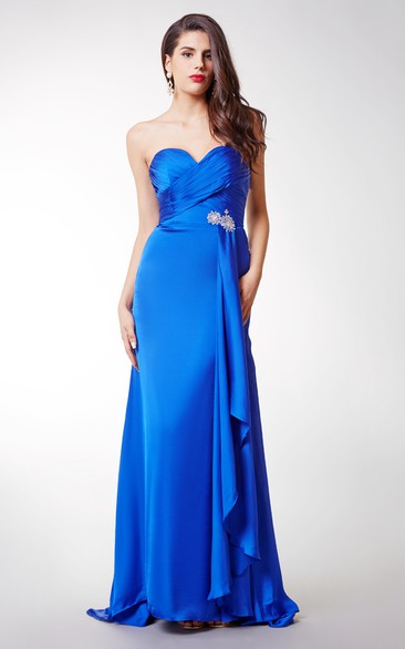 Sweetheart Empire Floor-length Gown With Front Draping