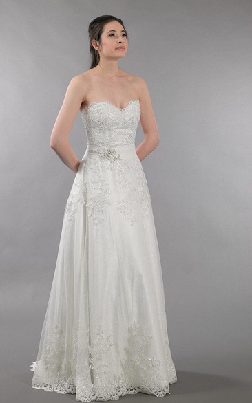 Sweetheart Long Satin Wedding Dress With Ruching and Dropped