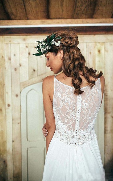 Summer Bohemian Beach A Line Spaghetti Straps Lace Wedding Dress June Bridals 