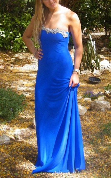 Strapless Long Elegant Gown Blue Long Evening Maxi Sexy Strapless Cocktail Prom Gown Dress