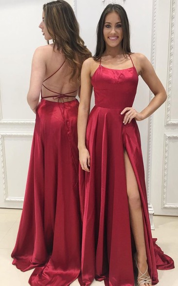 Sexy Simple Design Backless Side Slit Long Evening Prom Dress