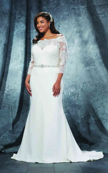 Modern Off the shoulder 3 4 longth sleeve Mermaid Wedding Dress