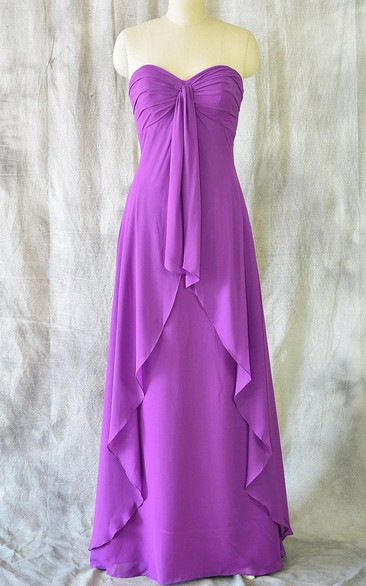 A-line Empire Floor-length Sweetheart Empire Chiffon Dress With Tiers