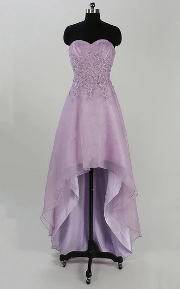 Lace&Organza&Satin Dress With Appliques