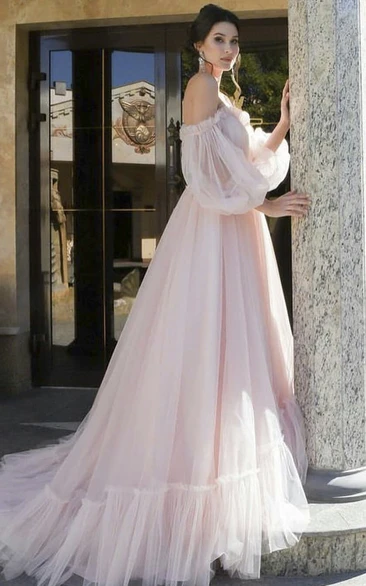 White and store coral wedding dress