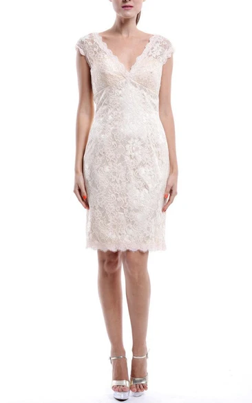 Mini White V-neck Lace Dress