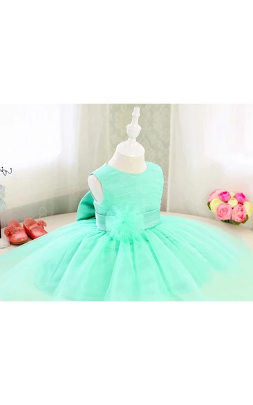 Basic Style Sleeveless Organza Floor Length Toddler Girl Dress