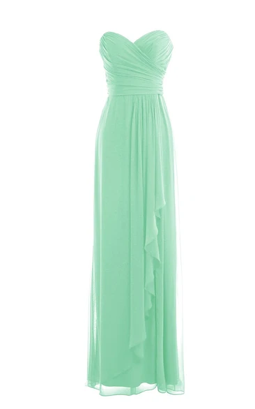 Sweetheart Ruched Chiffon Sheath Gown With Drapping