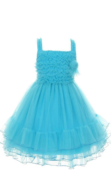 Sleeveless A-line Tiered Dress With Straps and Pleats