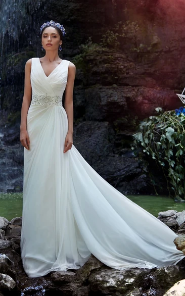 Chiffon ruched hotsell wedding dress