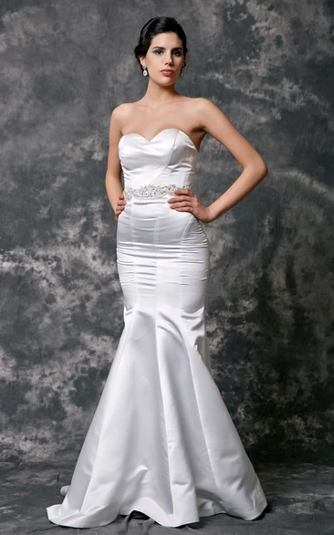 Satin Sweetheart Mermaid Wedding Dress