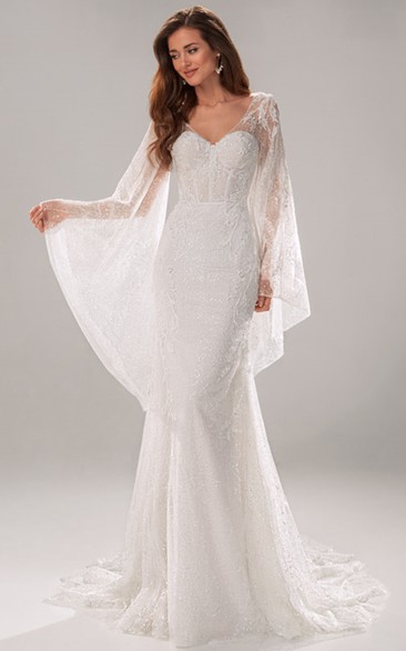 Elegant Sheath Sweetheart Lace and Tulle Wedding Dress with Appliques