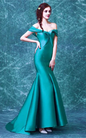 Newest Off-the-shoulder Mermaid Prom Dress Sweep Train Zipper