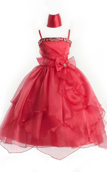 Sleeveless A-line Organza Dress With Sequins and Tiers
