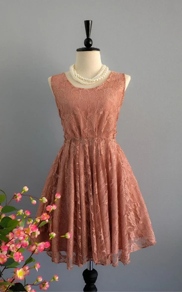 Sleeveless Lace Dress With Low-V Back And Bow