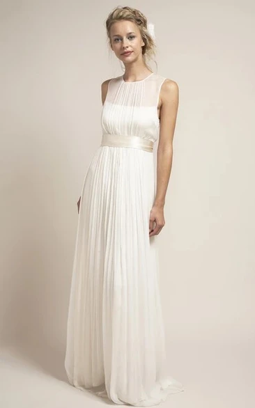 Ethereal Tulle Keyhole Pleated Bridal Gown with Sash