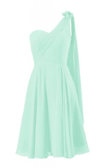 One-shoulder Sweetheart Short A-line Dress With Cape