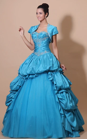 Sweetheart Sleeveless Quinceanera A-Line Ball Gown With Pick-Up Ruffles