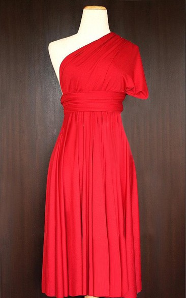 Short Red Convertible Wrap Wedding Maid Of Honor Dress