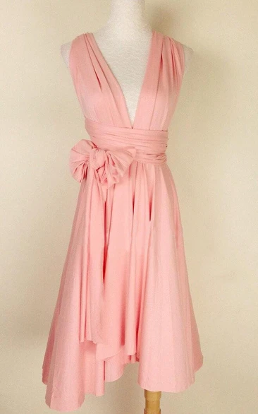Infinity Peach Pink Knee Length Wrap Convertible Dress
