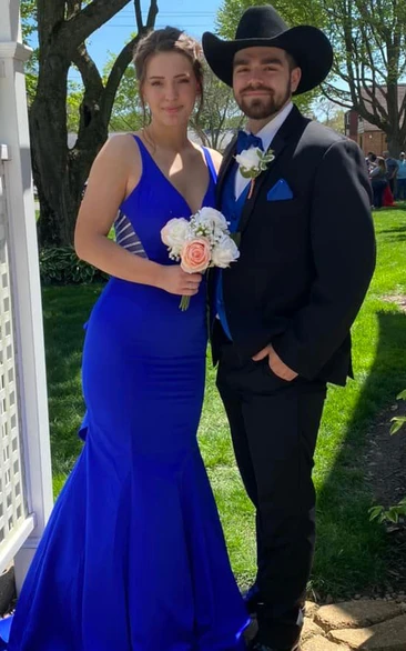 Royal blue prom dress and cheap tux