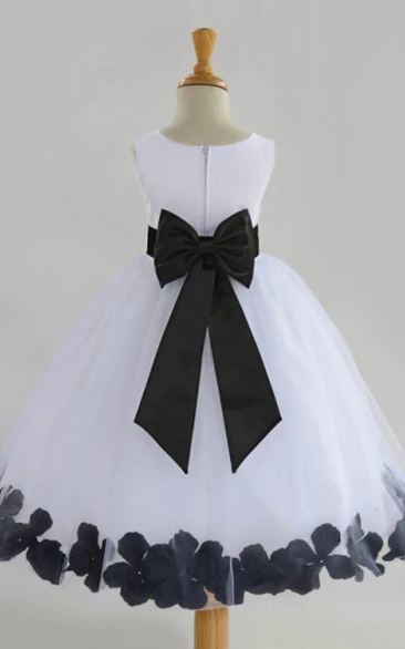 Floral Chiffon and Tulle Scoop Sleeveless Ball Gown Flower Girl Dress