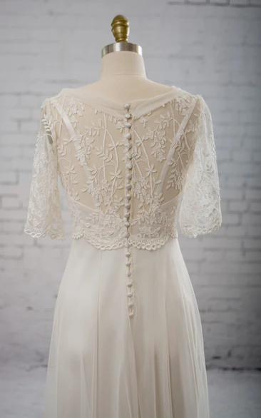 Half Sleeves Lace Chiffon Country Wedding Dresses Half Sleeves Lace Chiffon Country Wedding Dresses