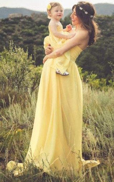 Yellow Chiffon Jersey Gown Matching Chiffon Maternity Gown