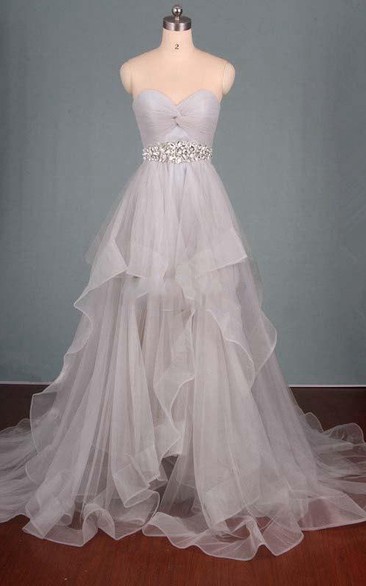 Dreaming Sweetheart Tulle Ruched Dress With Beading And Ruffles